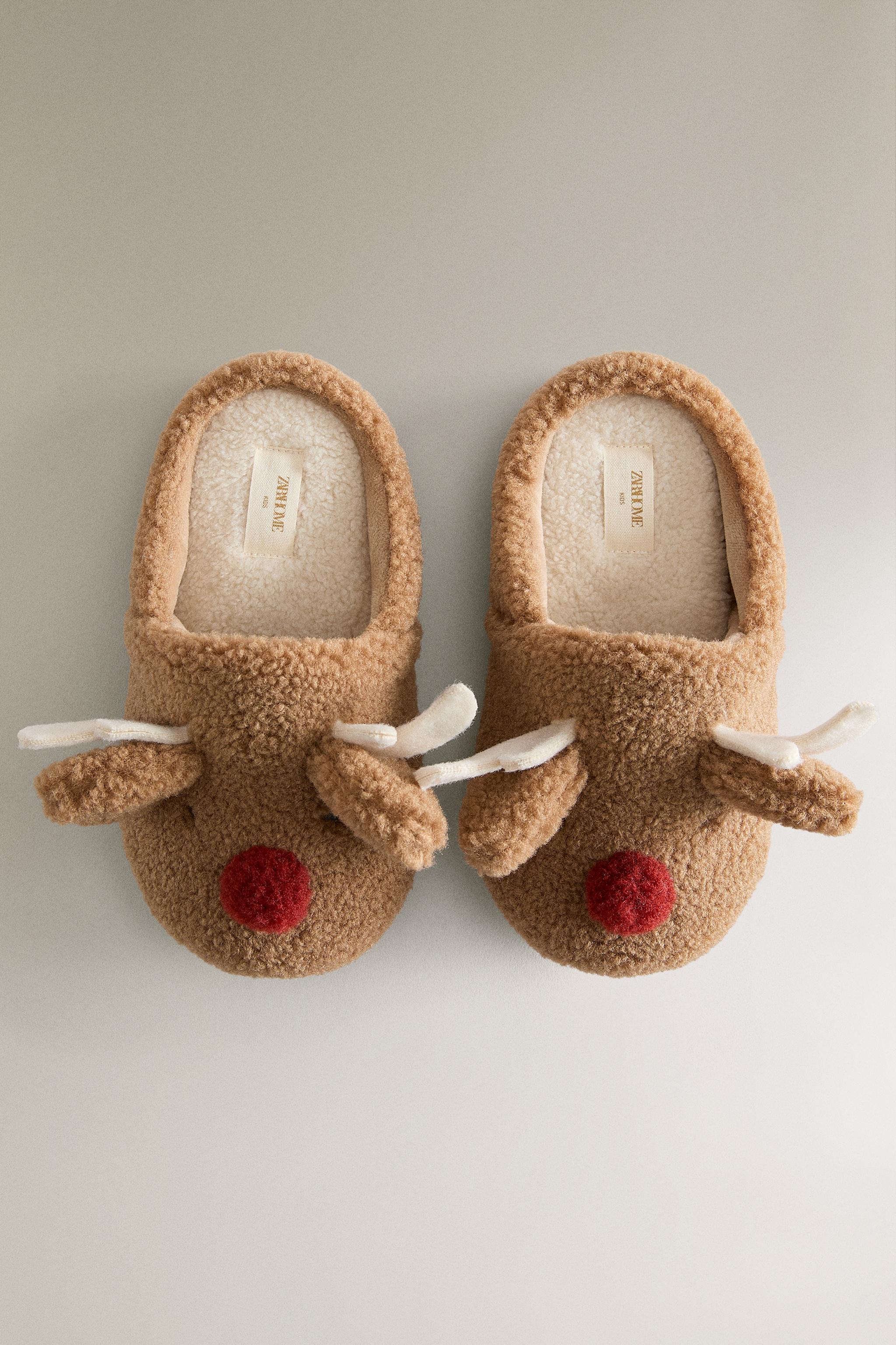CHILDREN'S REINDEER MULE SLIPPERS